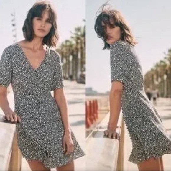 Sezane Sola dress, navy blue daisy print - Picture 2 of 7